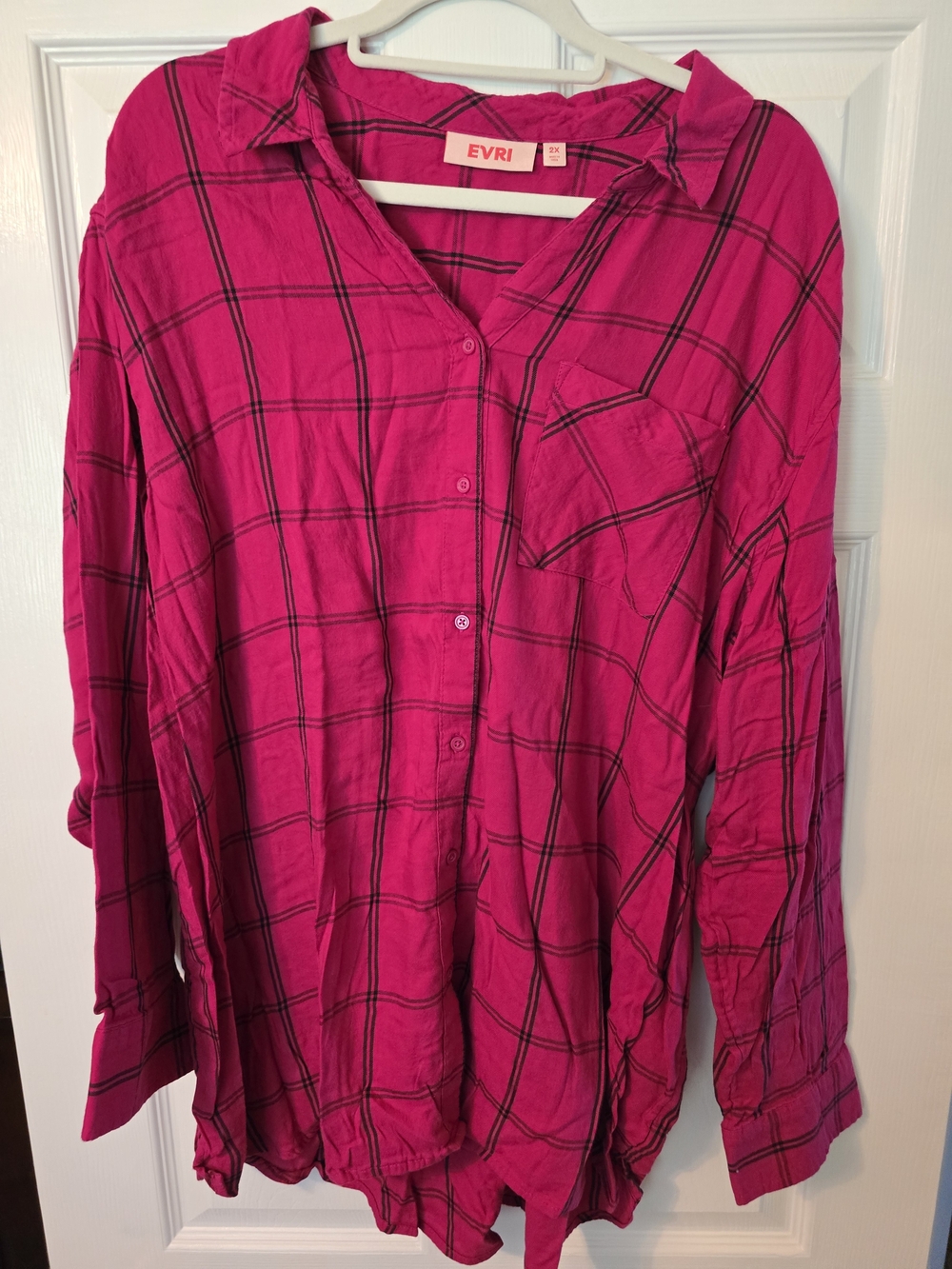 EVRI Women's Bright Fuchsia Plaid Button-Down Shirt